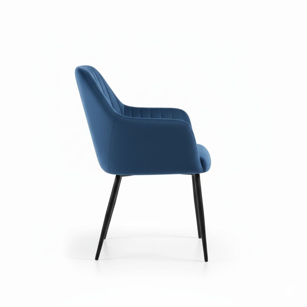 RSE Velvet Restaurant Chair with Black Metal Legs, Comfortable Curved Backrest, Premium Seating for Dining & Cafe