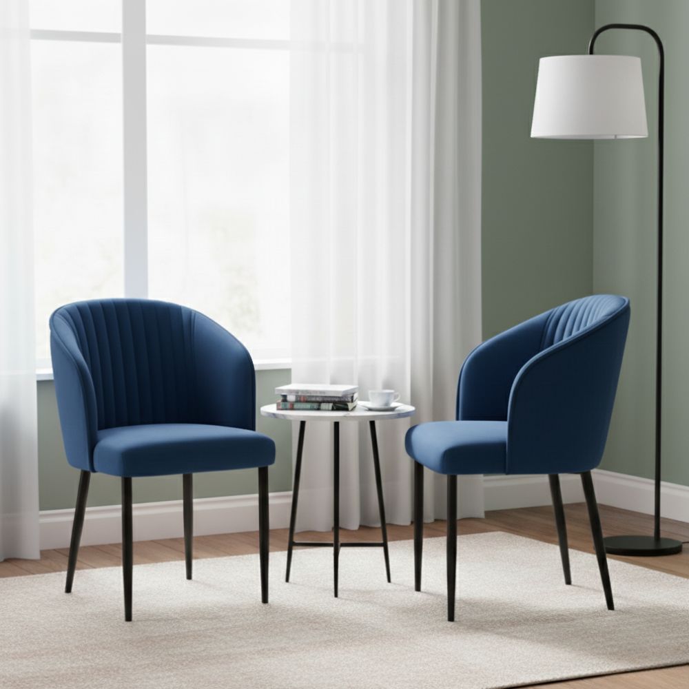 RSE Velvet Restaurant Chair with Black Metal Legs, Comfortable Curved Backrest, Premium Seating for Dining & Cafe