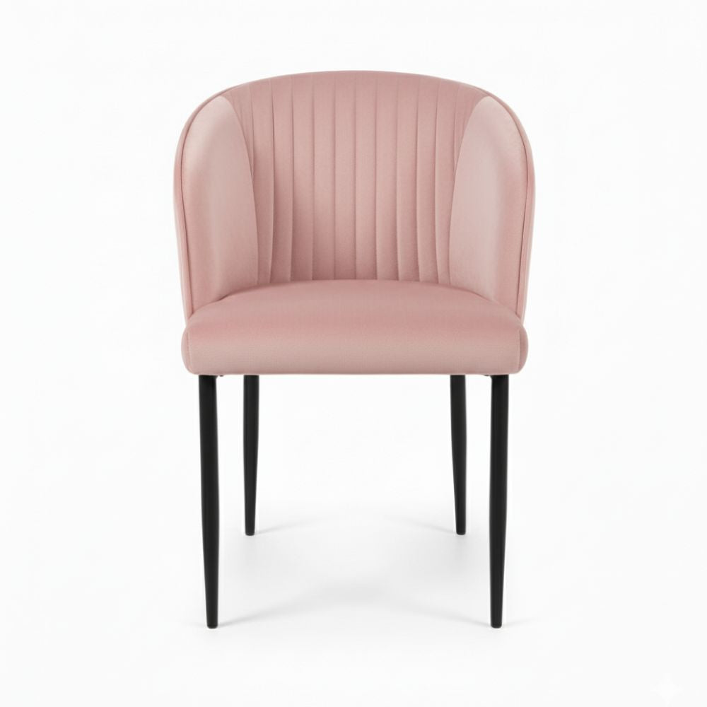 RSE Velvet Restaurant Chair with Black Metal Legs, Comfortable Curved Backrest, Premium Seating for Dining & Cafe