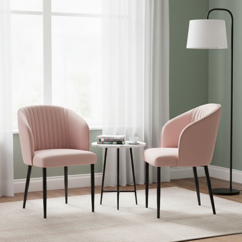 RSE Velvet Restaurant Chair with Black Metal Legs, Comfortable Curved Backrest, Premium Seating for Dining & Cafe