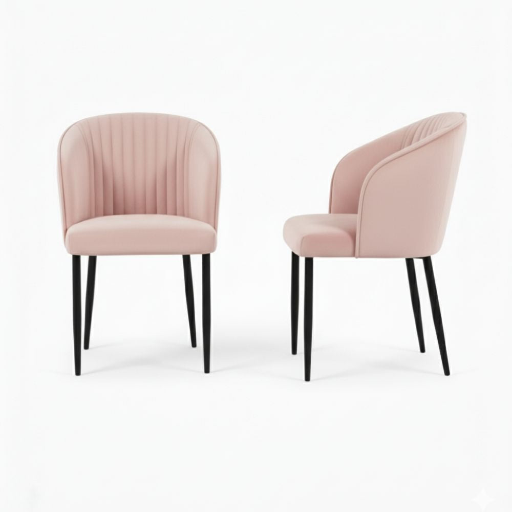 RSE Velvet Restaurant Chair with Black Metal Legs, Comfortable Curved Backrest, Premium Seating for Dining & Cafe