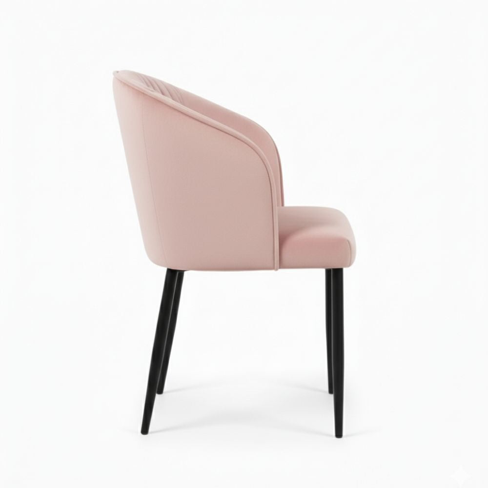 RSE Velvet Restaurant Chair with Black Metal Legs, Comfortable Curved Backrest, Premium Seating for Dining & Cafe