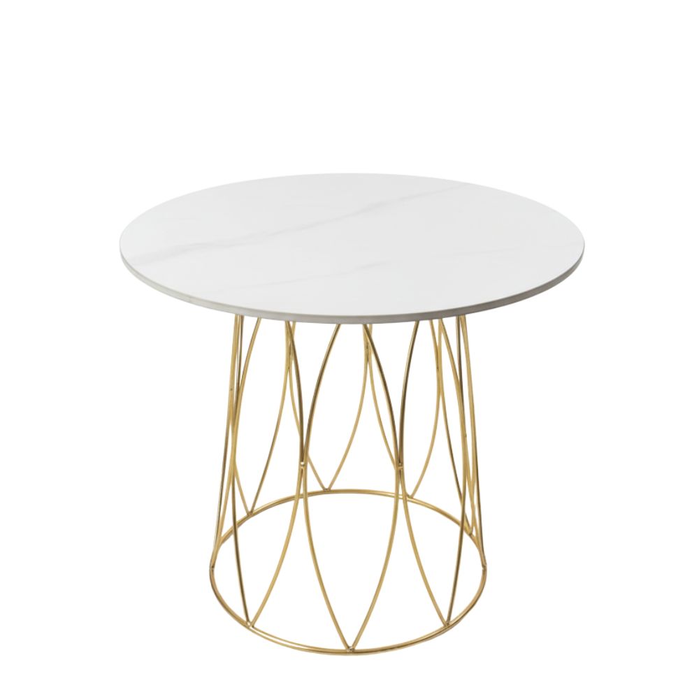 RSE Side Table with Marble Top and Metal Base, Elegant Modern Accent Table for Living, Bedroom & Office