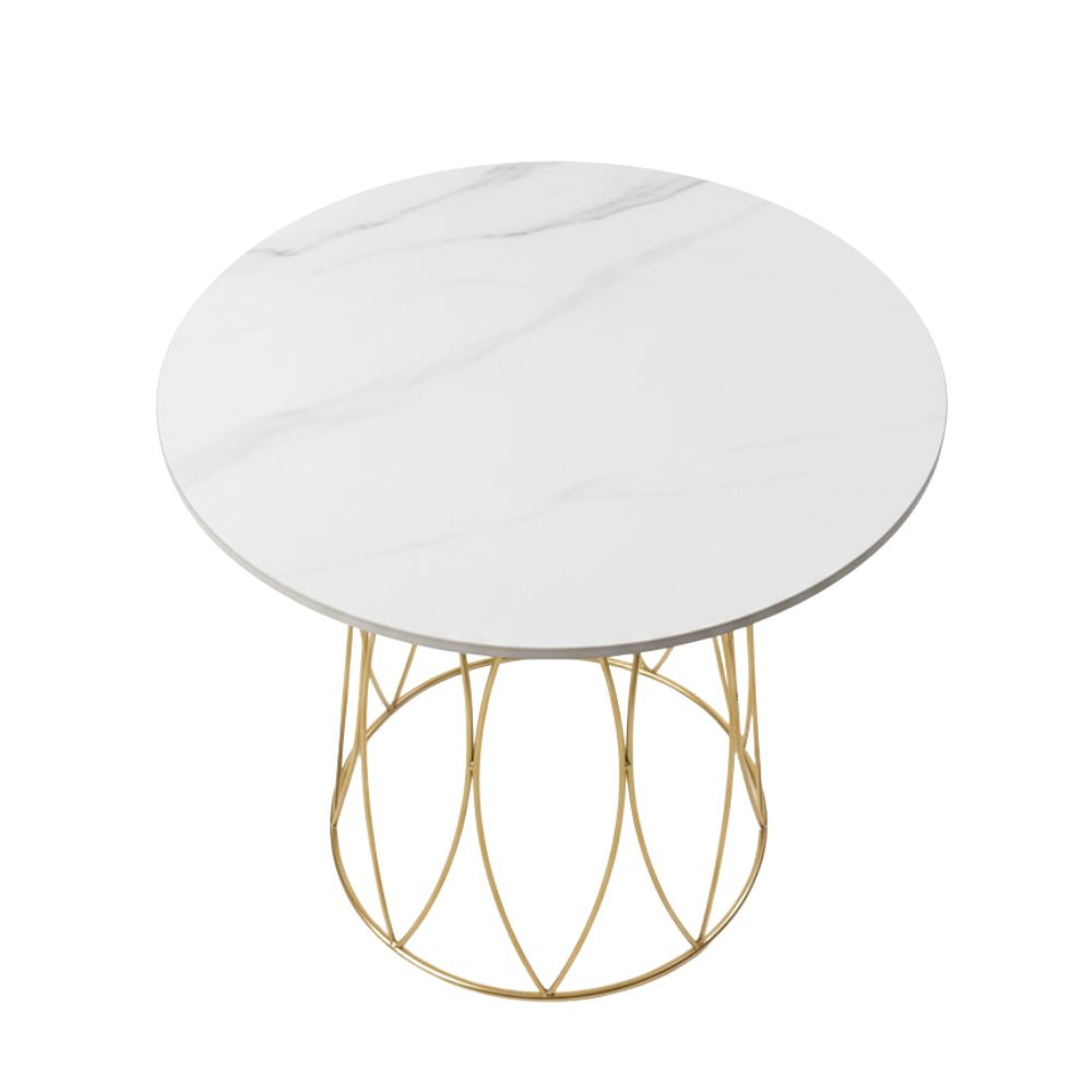 RSE Side Table with Marble Top and Metal Base, Elegant Modern Accent Table for Living, Bedroom & Office