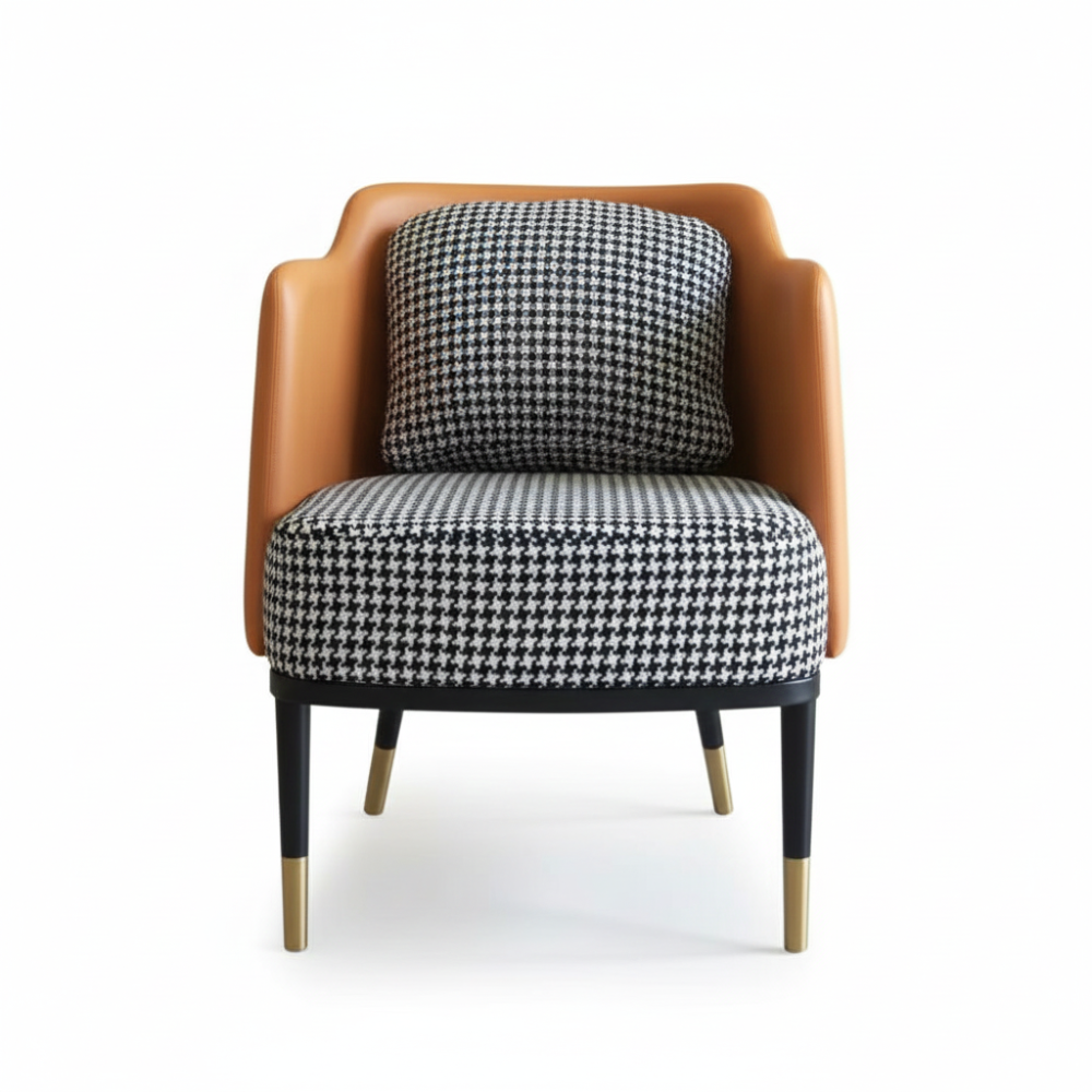 Beeds Bedroom Accent Chair with Houndstooth Upholstery, Modern Armchair, Comfortable Seating for Living Room & Bedroom, Sturdy Designer Legs