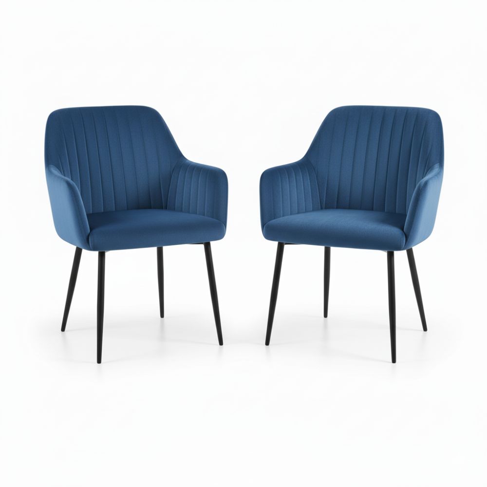 RSE Velvet Restaurant Chair with Black Metal Legs, Comfortable Curved Backrest, Premium Seating for Dining & Cafe