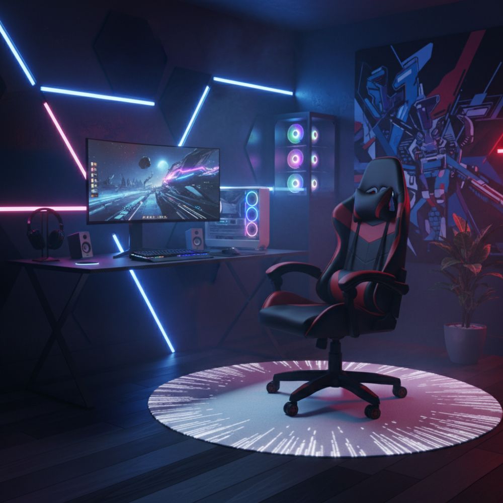 RSE High Back Reclining Gaming Chair with Footrest for PC & Office, Ergonomic Racer Style Computer Chair with Lumbar Support