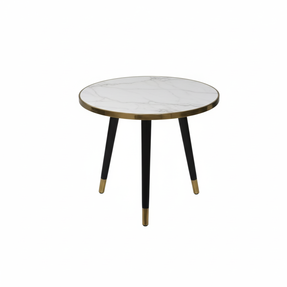 RSE Side Table with PVC Top and MDF Board Base, Modern Lightweight Accent Table for Living Room, Bedroom & Office