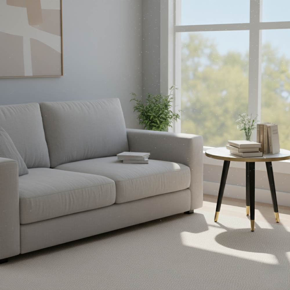 RSE Side Table with PVC Top and MDF Board Base, Modern Lightweight Accent Table for Living Room, Bedroom & Office