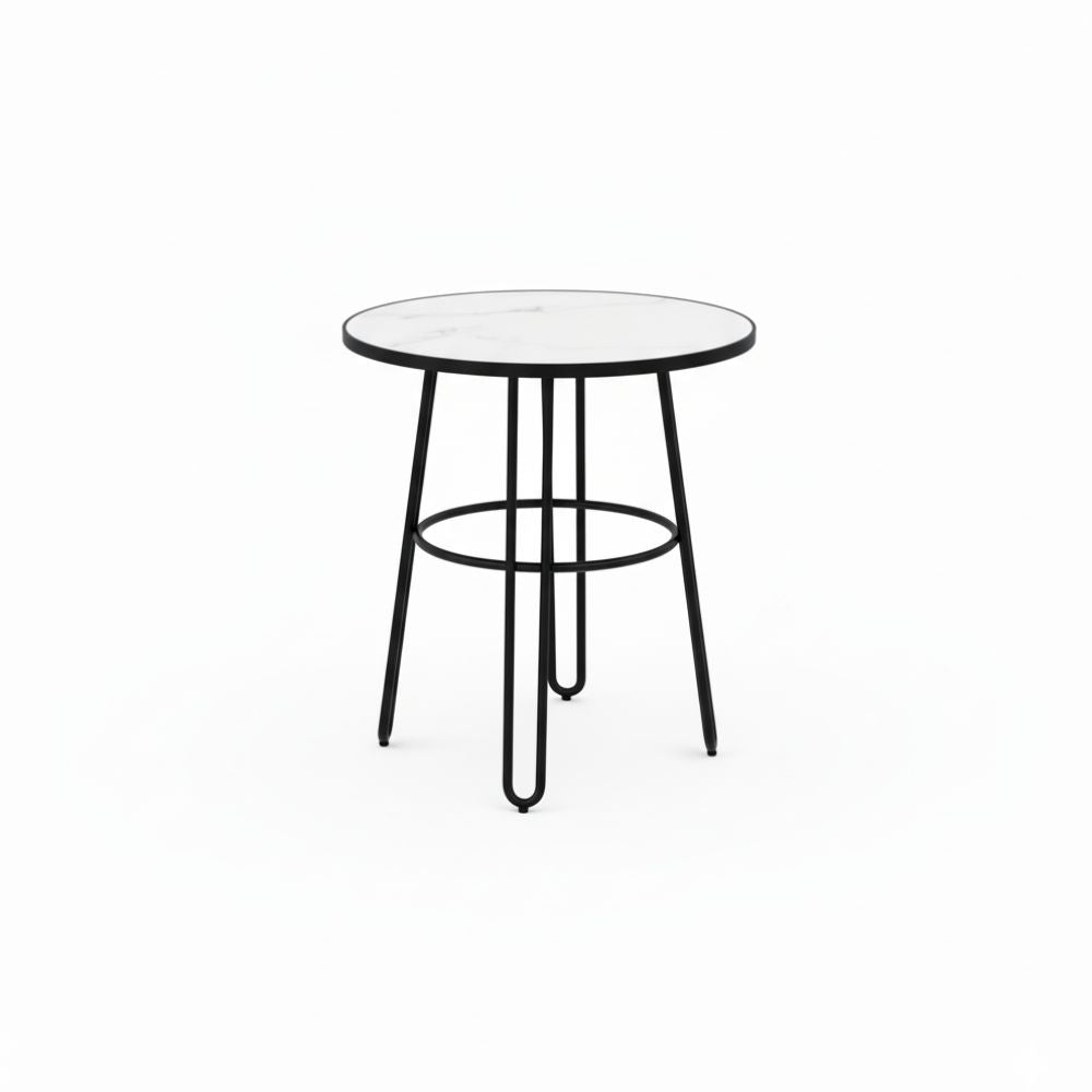 RSE Side Table with Marble Top and Metal Base, Modern Minimalist Round Accent for Living Room, Bedroom & Office