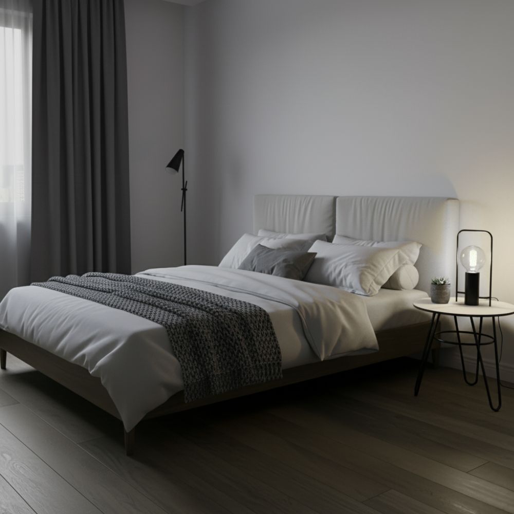 RSE Side Table with Marble Top and Metal Base, Modern Minimalist Round Accent for Living Room, Bedroom & Office