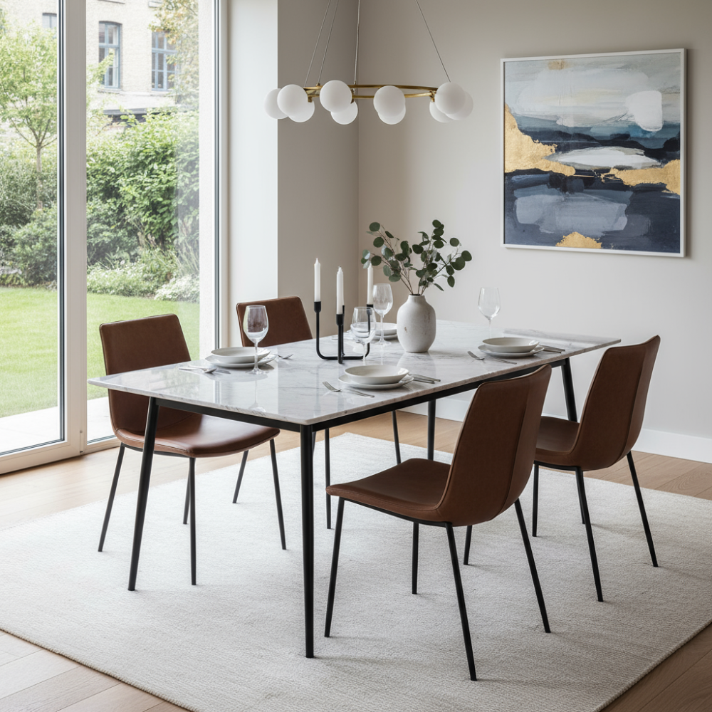 RSE Designer Dining Chair for Living Room, Kitchen, Bedroom, Modern Metal Legs, Premium Upholstery, Accent Furniture (Green, Grey, Pink, Blue, Orange, Black)