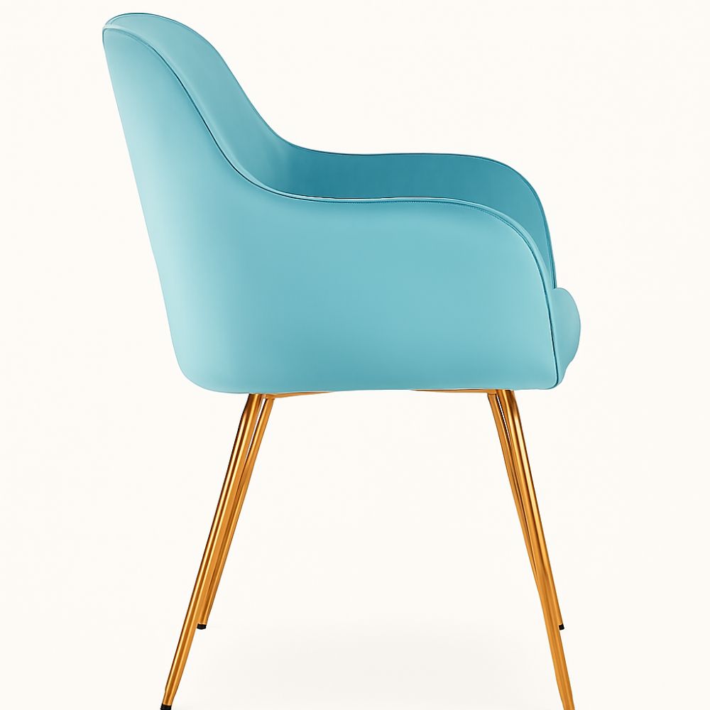 RSE Modern Dining Chair with Golden Metal Legs for Living Room, Kitchen, Bedroom, Premium Upholstery, Designer Accent Seating