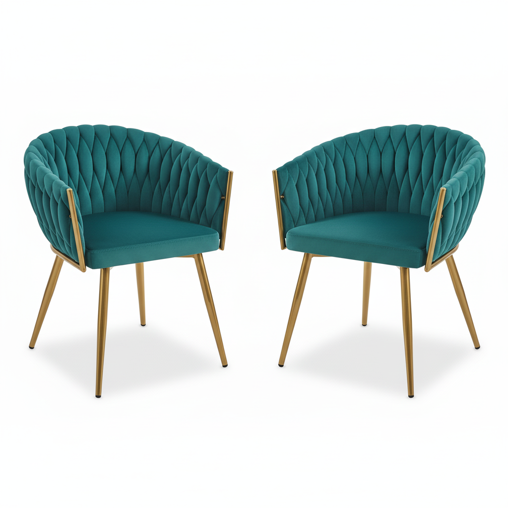 RSE Velvet Shell Back Cafe Chair with Gold Metal Legs, Modern Accent Armrest, Premium Designer Seating for Cafe, Dining & Living Areas