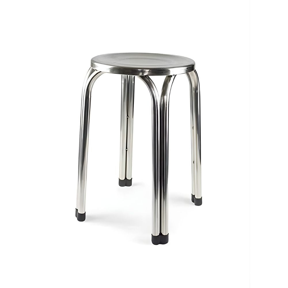 Beeds Stainless Steel Stool – Portable, Lightweight, Anti-Skid Bar Stool for Kitchen, Home, Doctor Clinic, Office with Easy-to-Clean Chrome Finish and Durable Metal Frame