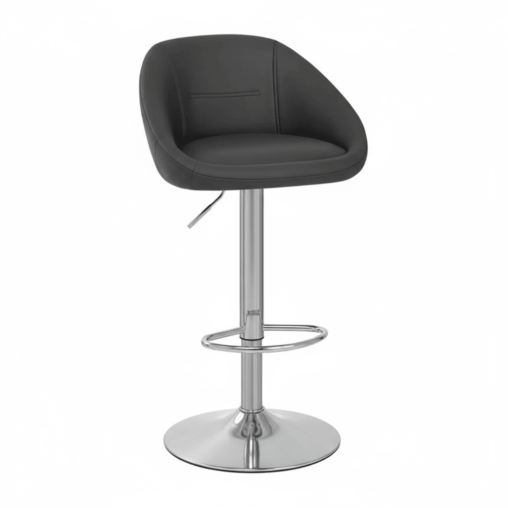 RSE Adjustable Bar Stool with Curved Backrest, Round Padded Seat, Chrome Footrest, Hydraulic Lift, Sleek Metal Base, Stylish Seating for Home or Office