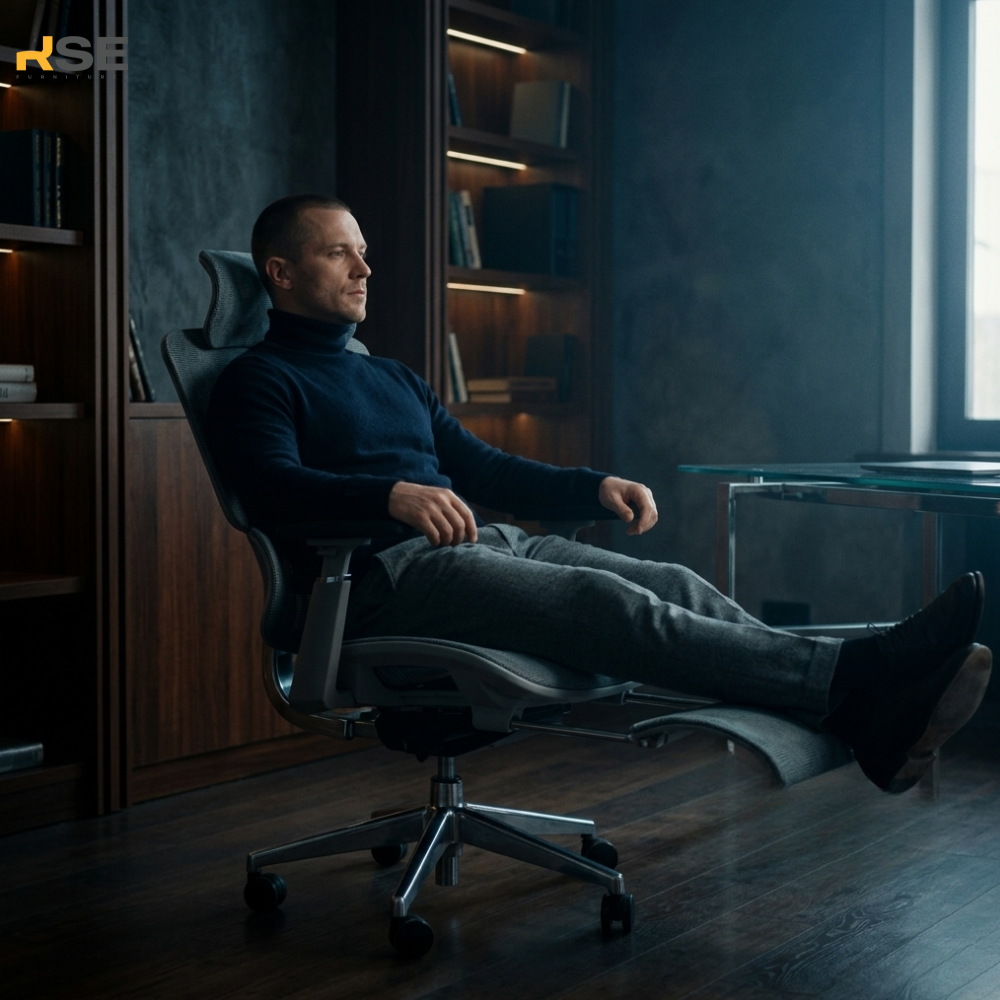 RSE 121 FR Ergonomic Office Chair with Headrest & Lumbar Support | Adjustable Mesh Computer Chair | Modern Workstation Chair for Office & Home