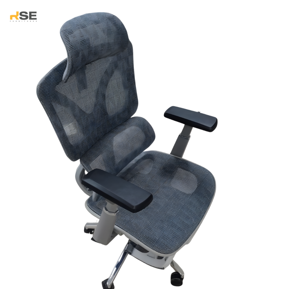 RSE 121 FR Ergonomic Office Chair with Headrest & Lumbar Support | Adjustable Mesh Computer Chair | Modern Workstation Chair for Office & Home