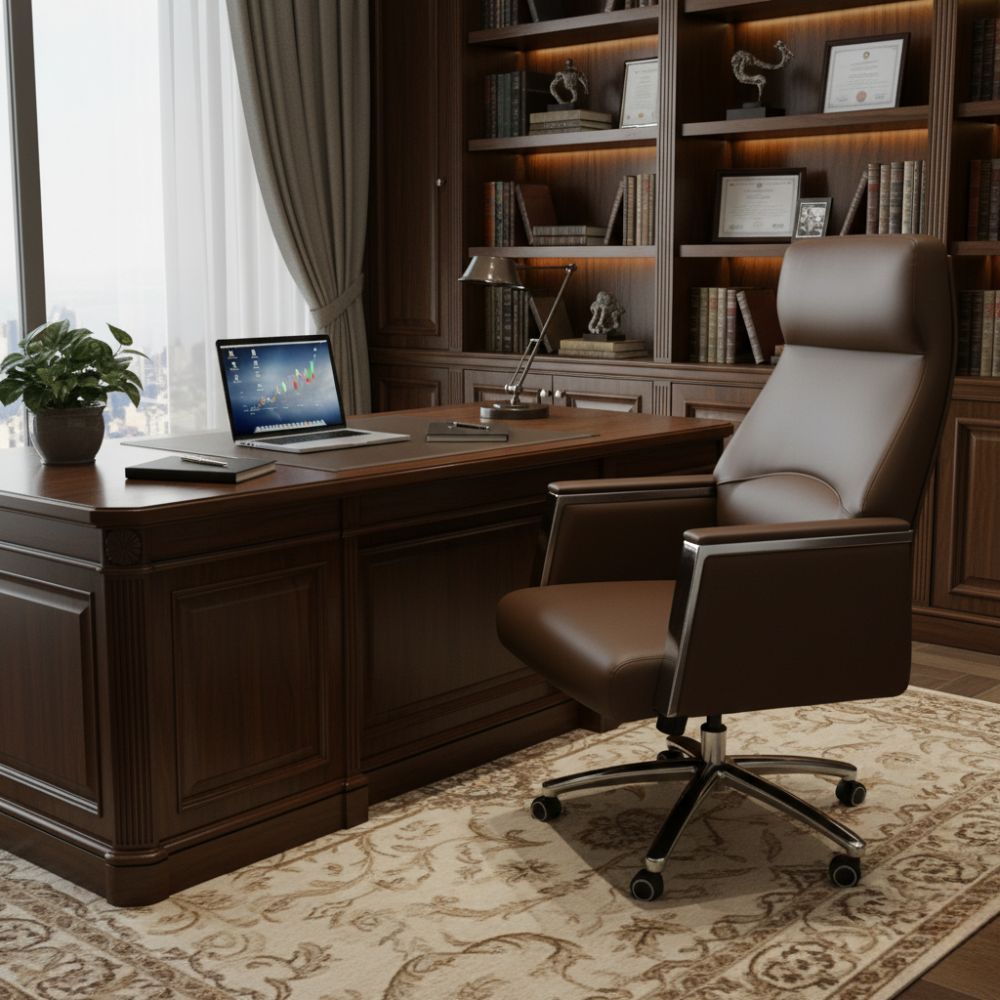 RSE Boss Chair with Recliner, Ergonomic Support, and Smooth Wheels – Stylish and Comfortable Boss Chair for Office, Conference, and Home Workspace