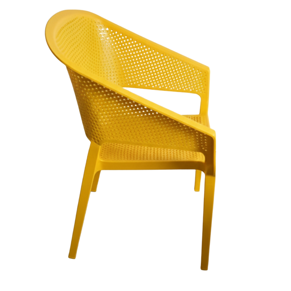 BEEDS  Chair 682 Premium Plastic Arm Chair with Perforated Design | Lightweight & Durable Chair for Home, Balcony, Cafe, Garden, Office & Outdoor Use