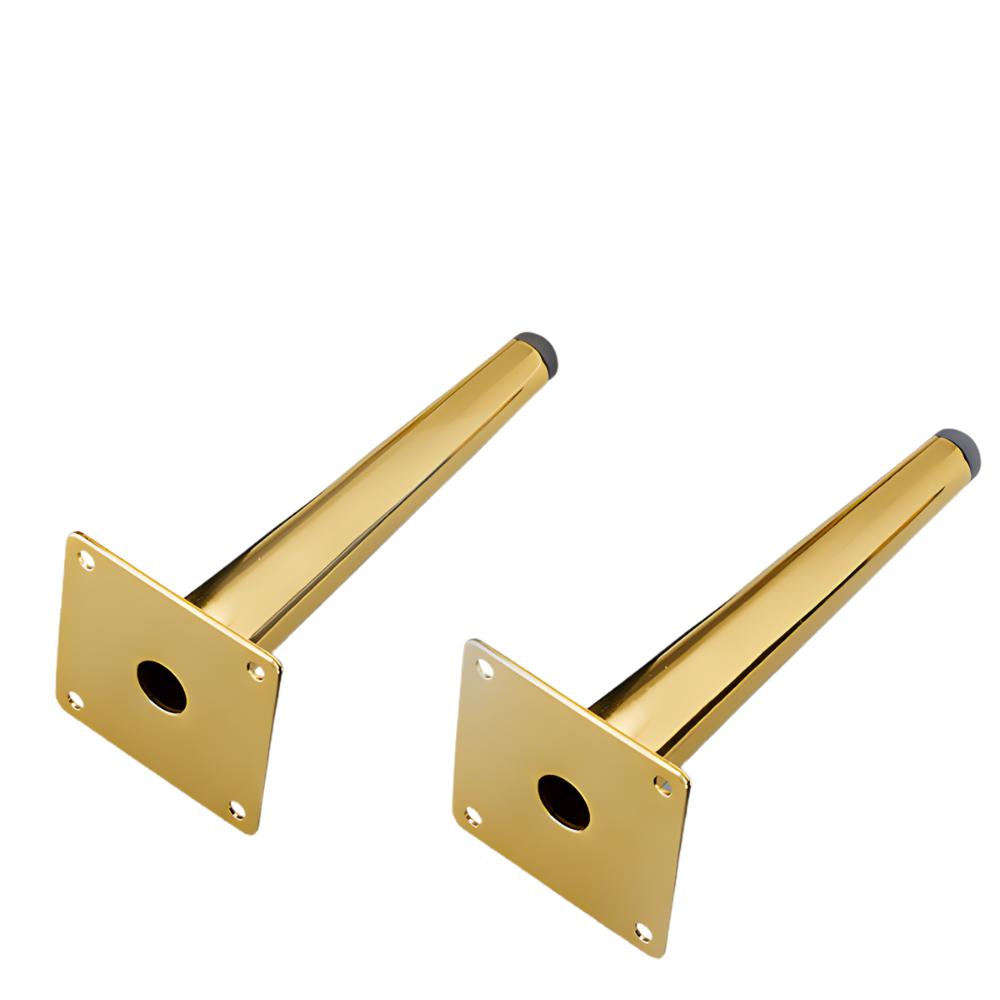 BEEDS Tapered Metal Furniture Legs - Modern Conical Replacement Legs for Sofa, Dresser, Cabinet, and Table - Gold  Finish
