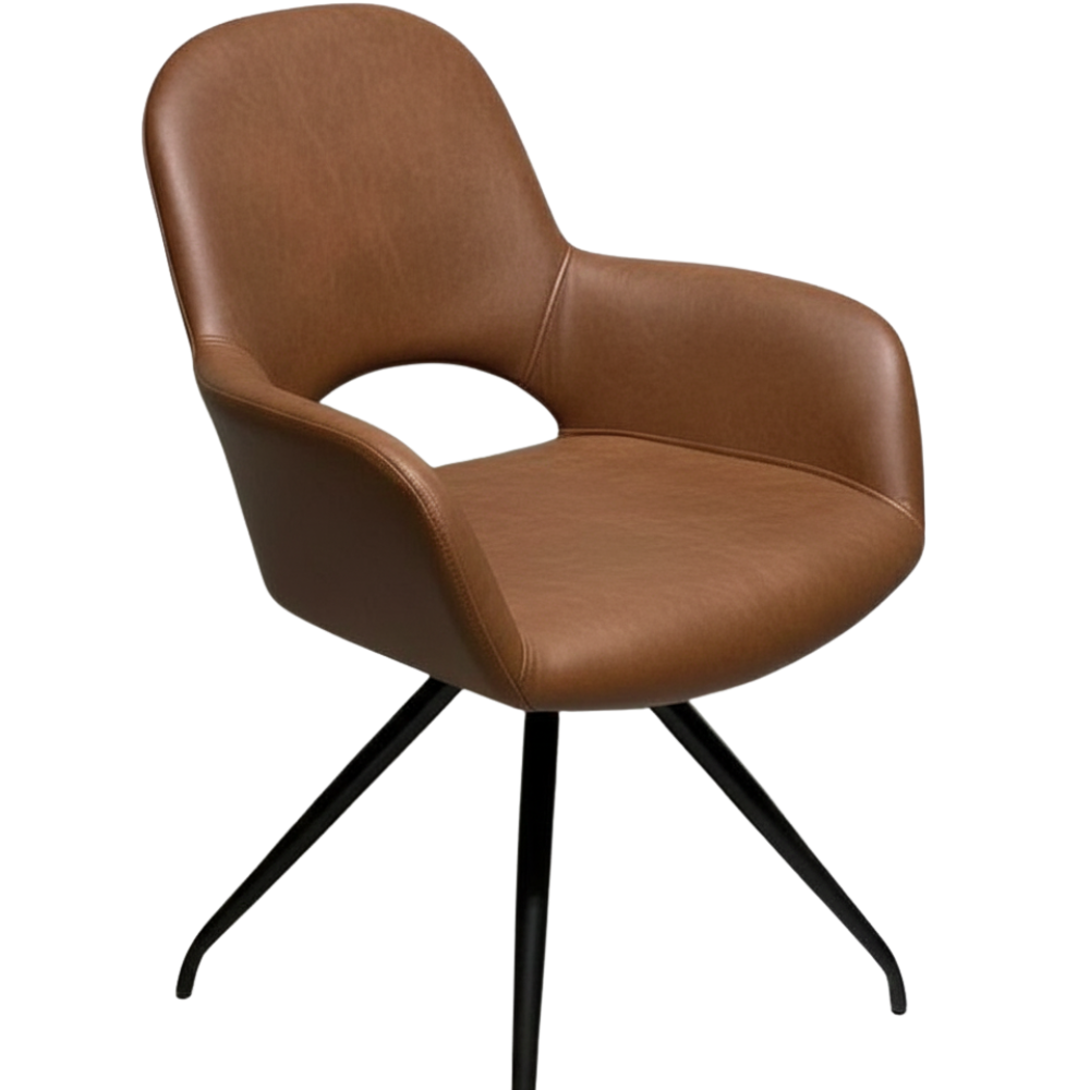 BEEDS  Dining Chair 134 Upholstered Arm Chair with Curved Back | Premium Cushioned Seat & Metal Legs | Modern Dining Chair for Home, Café & Restaurant