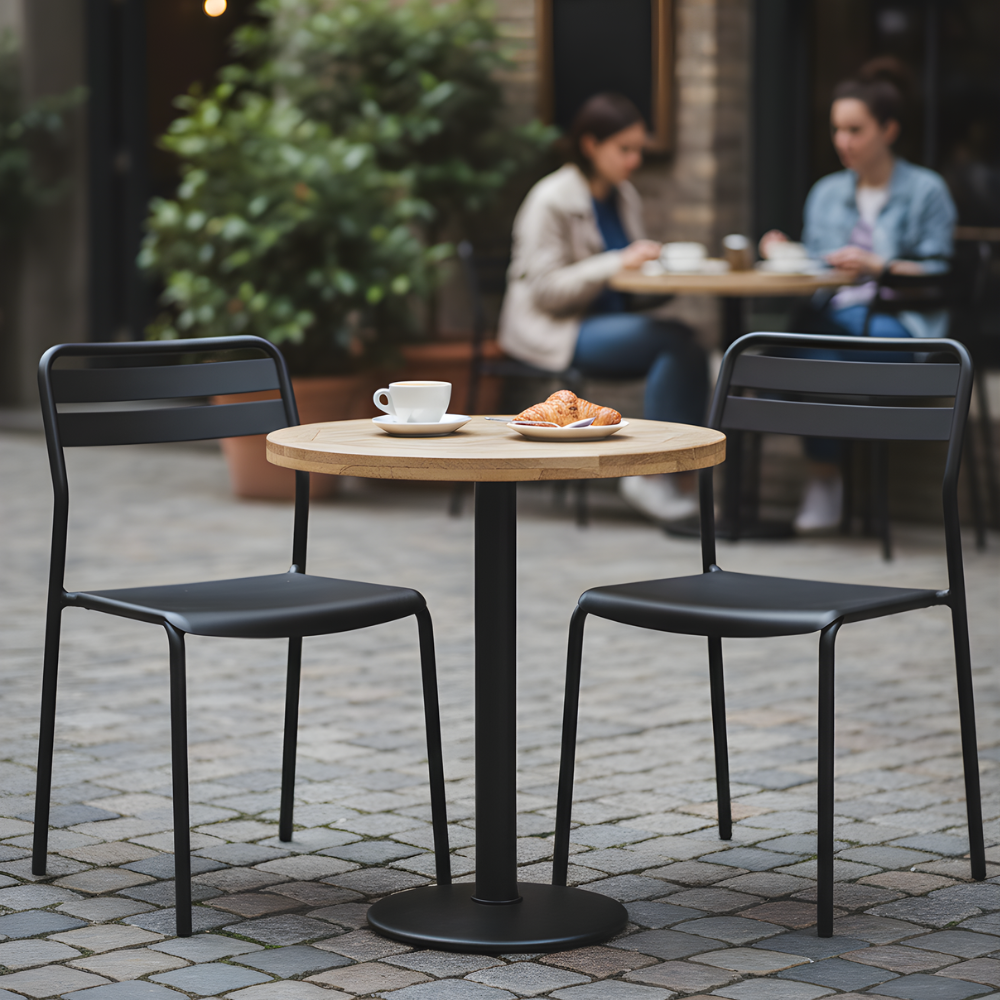 Beeds  C025 Commercial Fixed Height Round Table Base  Black Cast Metal Pedestal Support for Cafe, Bistro, and Dining Tables