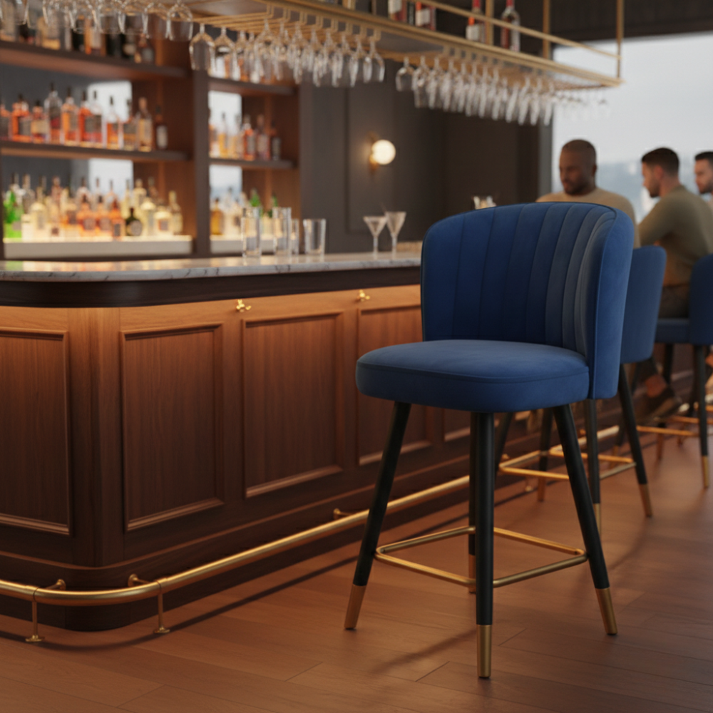 BEEDS Heavy-Duty Bar Stool Leg / Base with Swivel Plate | Metal Frame | Commercial Bar Stool Spare Part | Black Finish