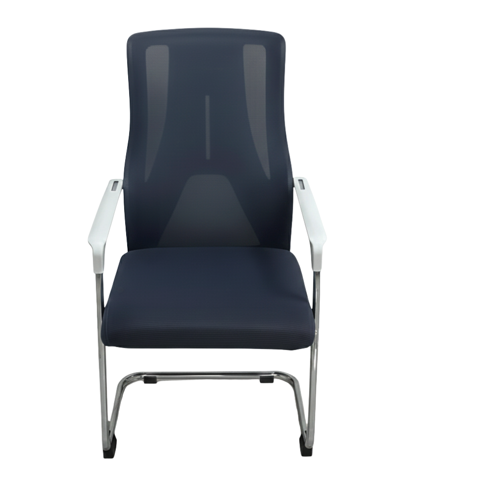 BEEDS Visitor Chair 798V Mesh Back Office Chair with Cushioned Seat & Metal Legs (Black)