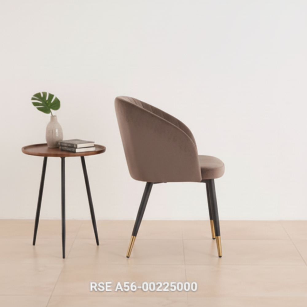 Beeds Cafe Chair Premium Upholstered Dining Chair with BLACK Metal Legs for Cafe Restaurant Home Seating Use