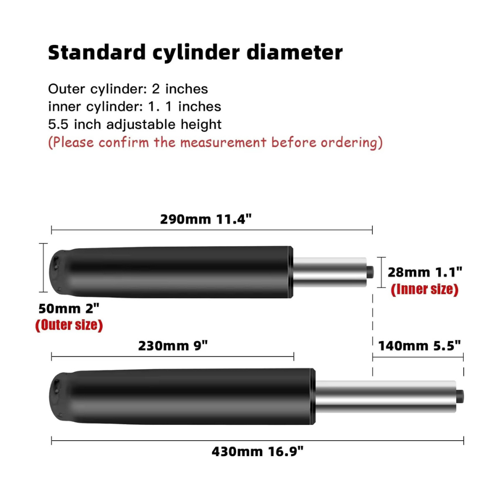 Beeds  Class 4 Gas Lift Hydraulic 120 mm for Office Chair & Revolving Chair | Heavy Duty Chair Piston Cylinder | Smooth Height Adjustment