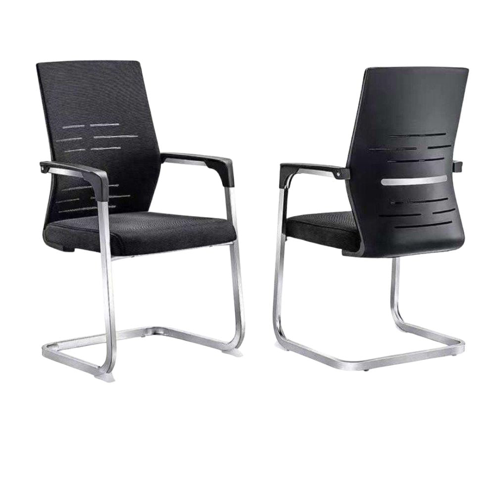 RSE Black Mesh Visitor Chair – Ergonomic Office Seating with Padded Cushion, Armrests, Chrome Cantilever Frame for Reception, Meeting Rooms & Waiting Areas