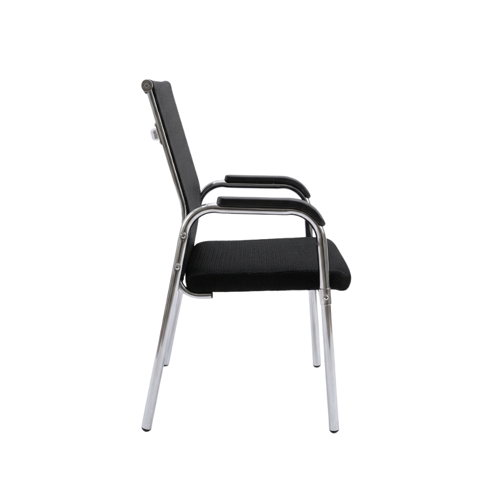 RSE 3029 Mesh Visitor Chair with Cushioned Seat & Armrests | Chrome Frame Office Chair | Waiting Area, Reception & Conference Chair (Black)