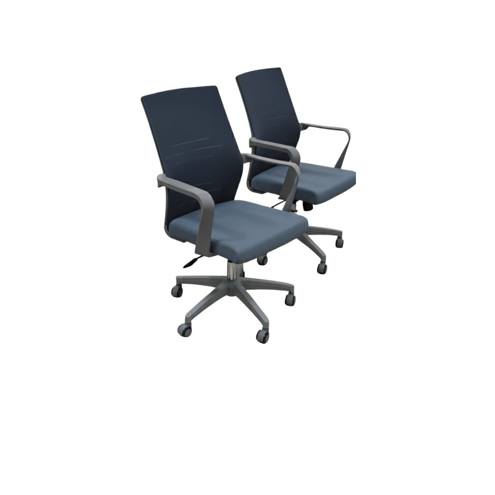 BEEDS 903 M Ergonomic Mesh Office Chair with Fabric Seat | Medium Back Revolving Chair with Cushioned Seat, Strong Nylon Base & Smooth Castor Wheels for Office & Home