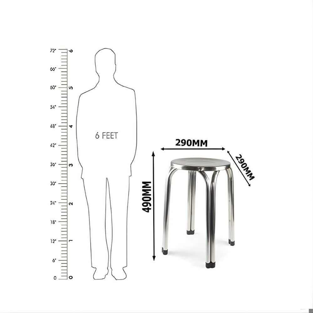 Beeds Stainless Steel Stool – Portable, Lightweight, Anti-Skid Bar Stool for Kitchen, Home, Doctor Clinic, Office with Easy-to-Clean Chrome Finish and Durable Metal Frame