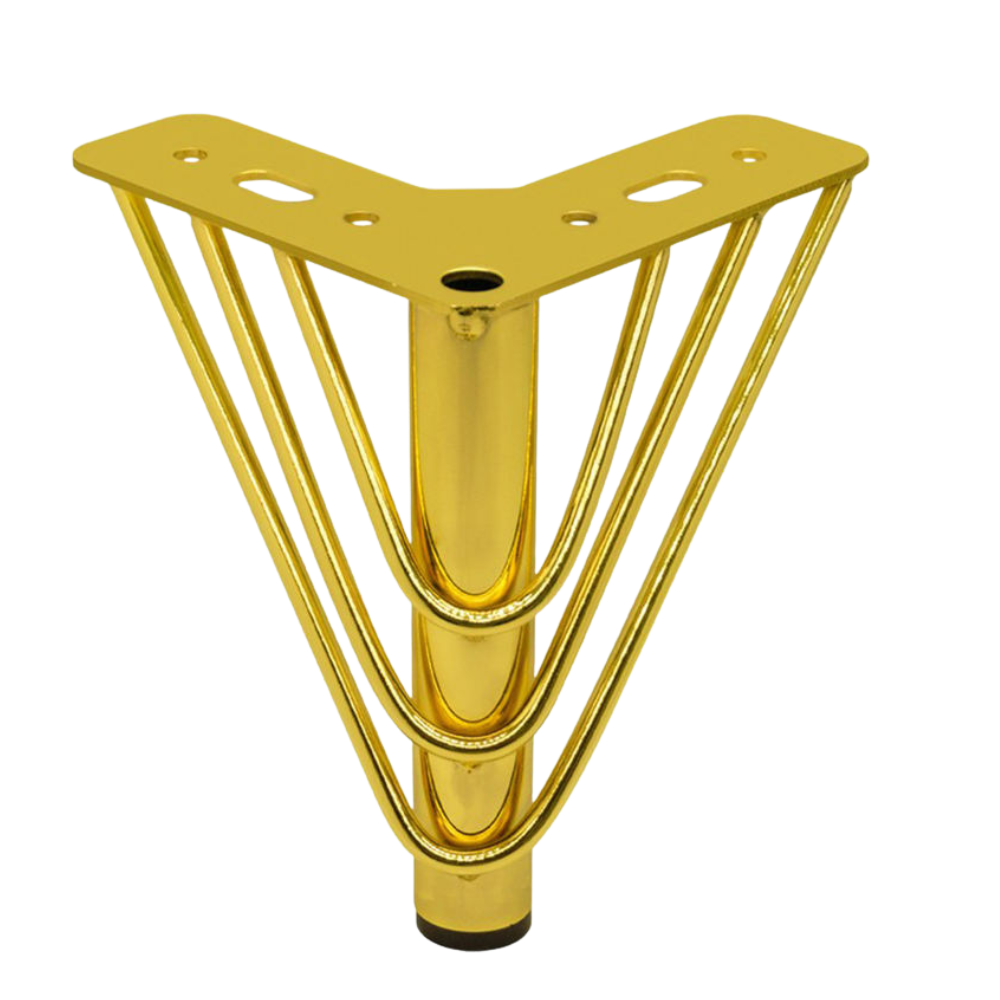 BEEDS Modern V-Shaped Furniture Leg - Metal Hairpin/Triangle Design for Sofa, Cabinet & Table - 10 cm (4 Inch) - Gold/Black Finish