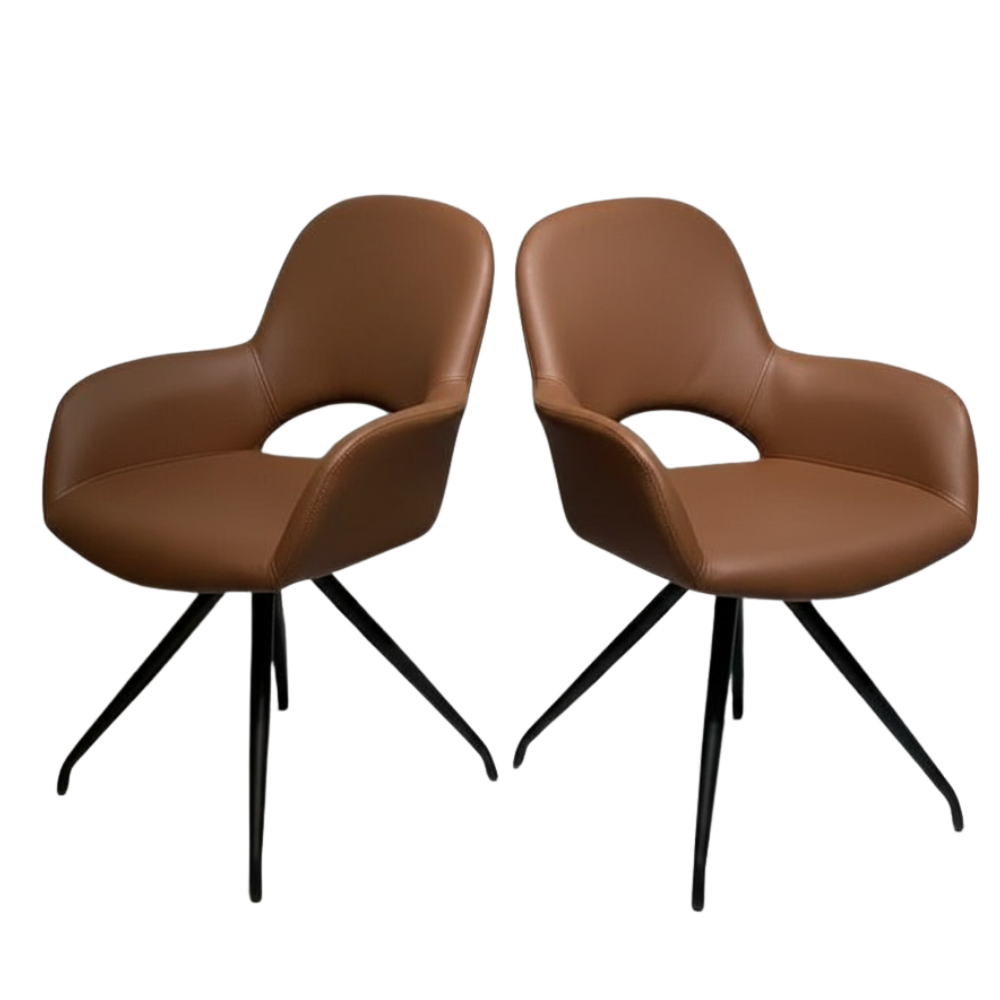 BEEDS  Dining Chair 134 Upholstered Arm Chair with Curved Back | Premium Cushioned Seat & Metal Legs | Modern Dining Chair for Home, Café & Restaurant