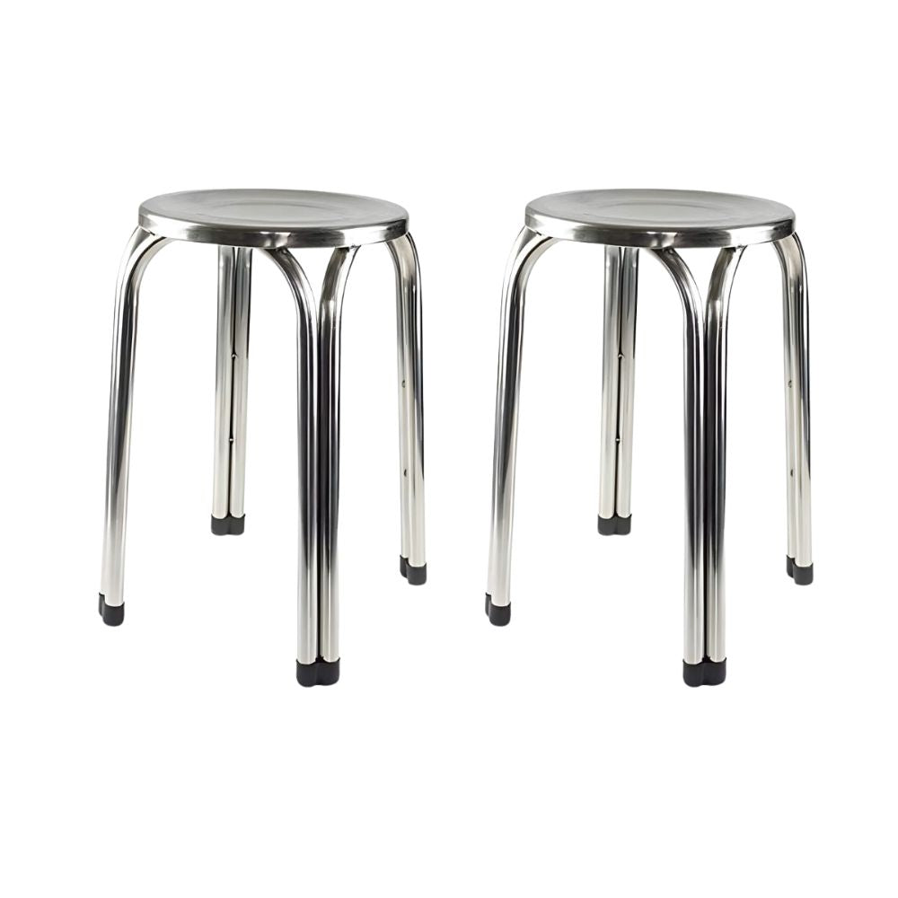 Beeds Stainless Steel Stool – Portable, Lightweight, Anti-Skid Bar Stool for Kitchen, Home, Doctor Clinic, Office with Easy-to-Clean Chrome Finish and Durable Metal Frame