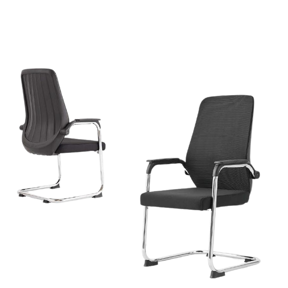 RSE 118V Visitor Office Chair with Cushioned Seat & Fixed Armrest | Chrome Finish Metal Frame | Comfortable Back Support | Ideal for Office & Reception