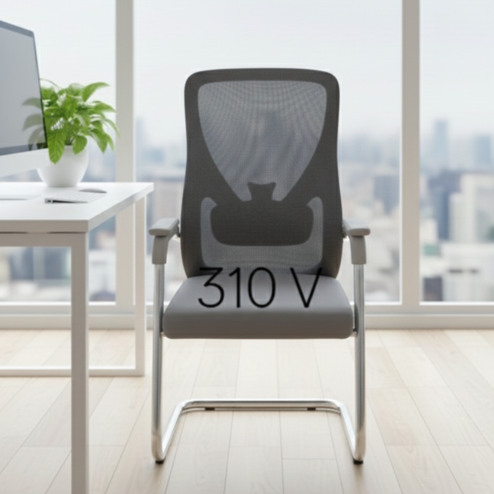 Visitor Chair 310V Ergonomic Office Visitor Chair with Breathable Mesh Back & Cushioned Seat | Strong Metal Frame, Fixed Armrests | Ideal for Reception & Conference Areas