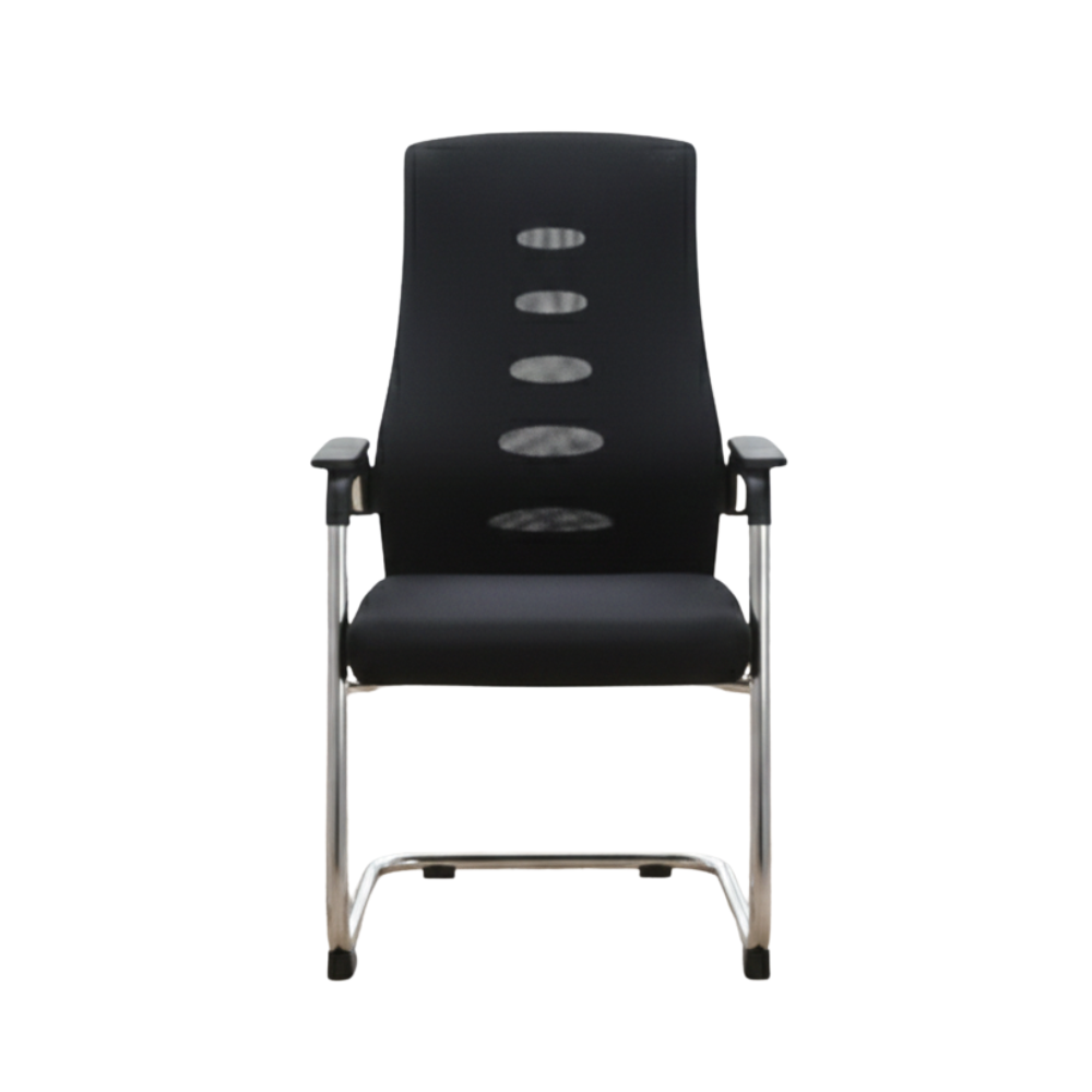BEEDS Visitor Chair 311V Ergonomic Office Visitor Chair with Cushioned Seat & Breathable Back | Chrome Cantilever Frame, Fixed Armrests for Reception & Conference Use
