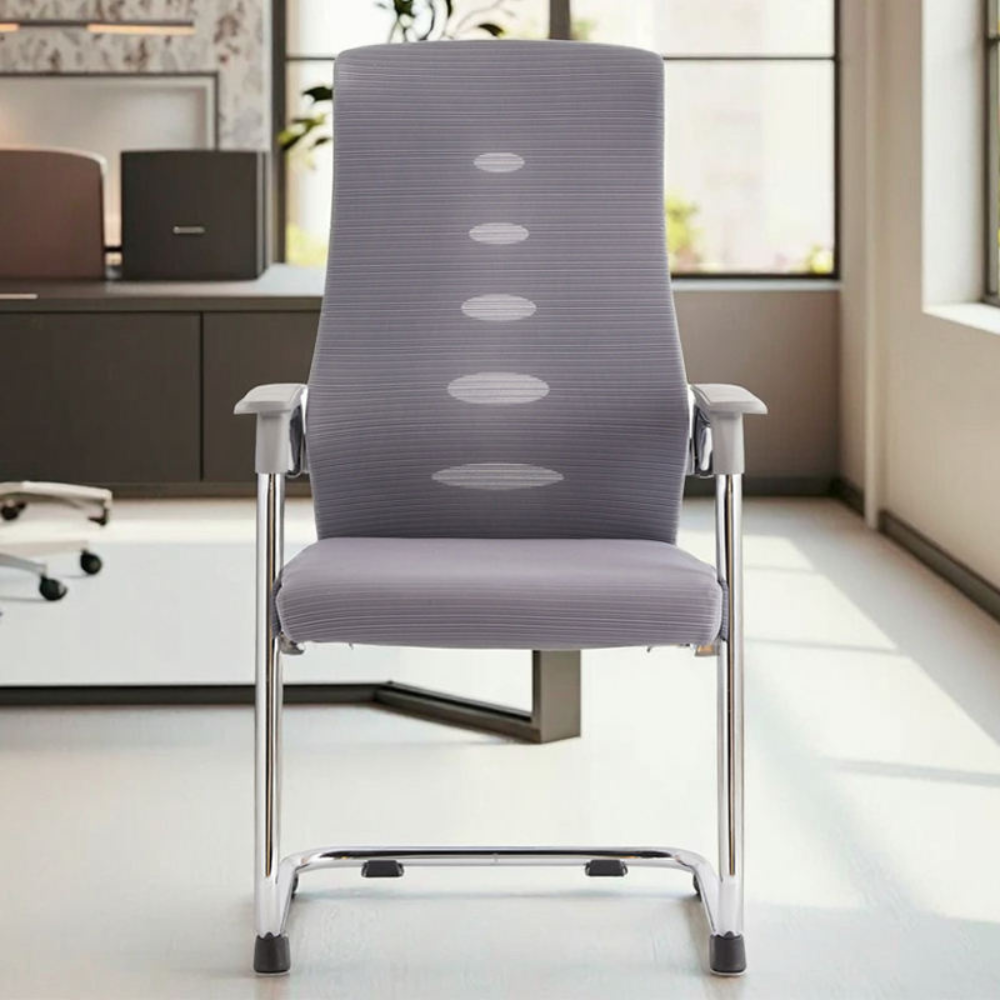 BEEDS Visitor Chair 311V Ergonomic Office Visitor Chair with Cushioned Seat & Breathable Back | Chrome Cantilever Frame, Fixed Armrests for Reception & Conference Use