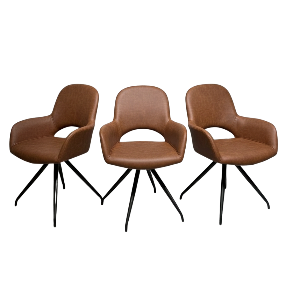 BEEDS  Dining Chair 134 Upholstered Arm Chair with Curved Back | Premium Cushioned Seat & Metal Legs | Modern Dining Chair for Home, Café & Restaurant