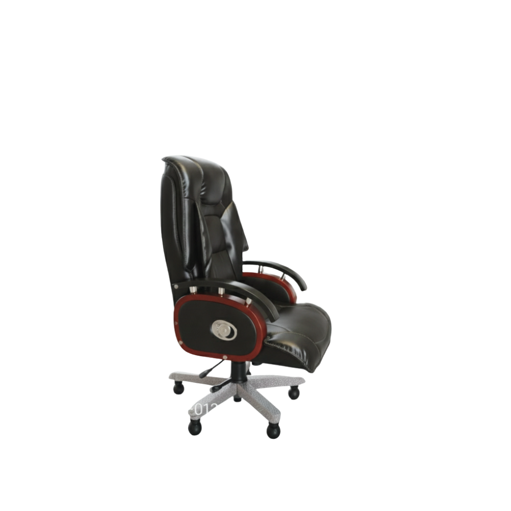 Beeds F121 Luxury Executive Office Chair | High Back Cushioned Boss Chair with Premium Leatherette Upholstery, Wooden Armrests, Heavy Metal Base & Smooth Wheels