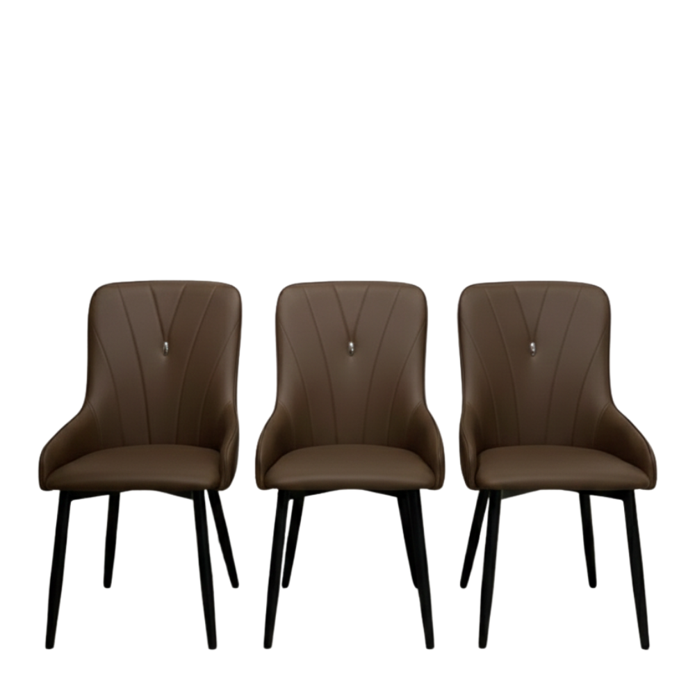 BEEDS  Dining Chair 505 | Luxury Upholstered Dining Chair in Coffee Grey | Modern Comfort Chair for Dining Room, Restaurant, Hotel & Café Seating