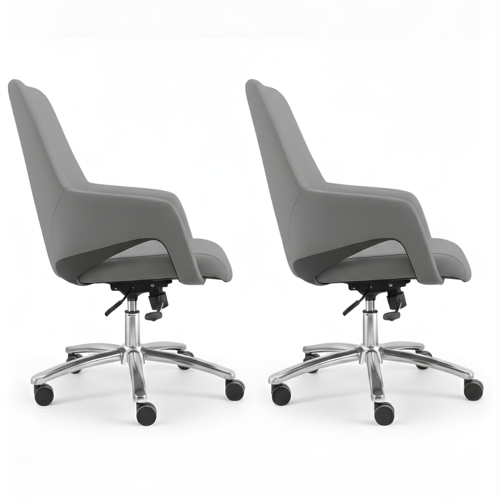 BEEDS B20 Executive Revolving Office Chair | Premium Cushioned Seating with Armrests | Height Adjustable Ergonomic Chair with Chrome Base & Smooth Castors