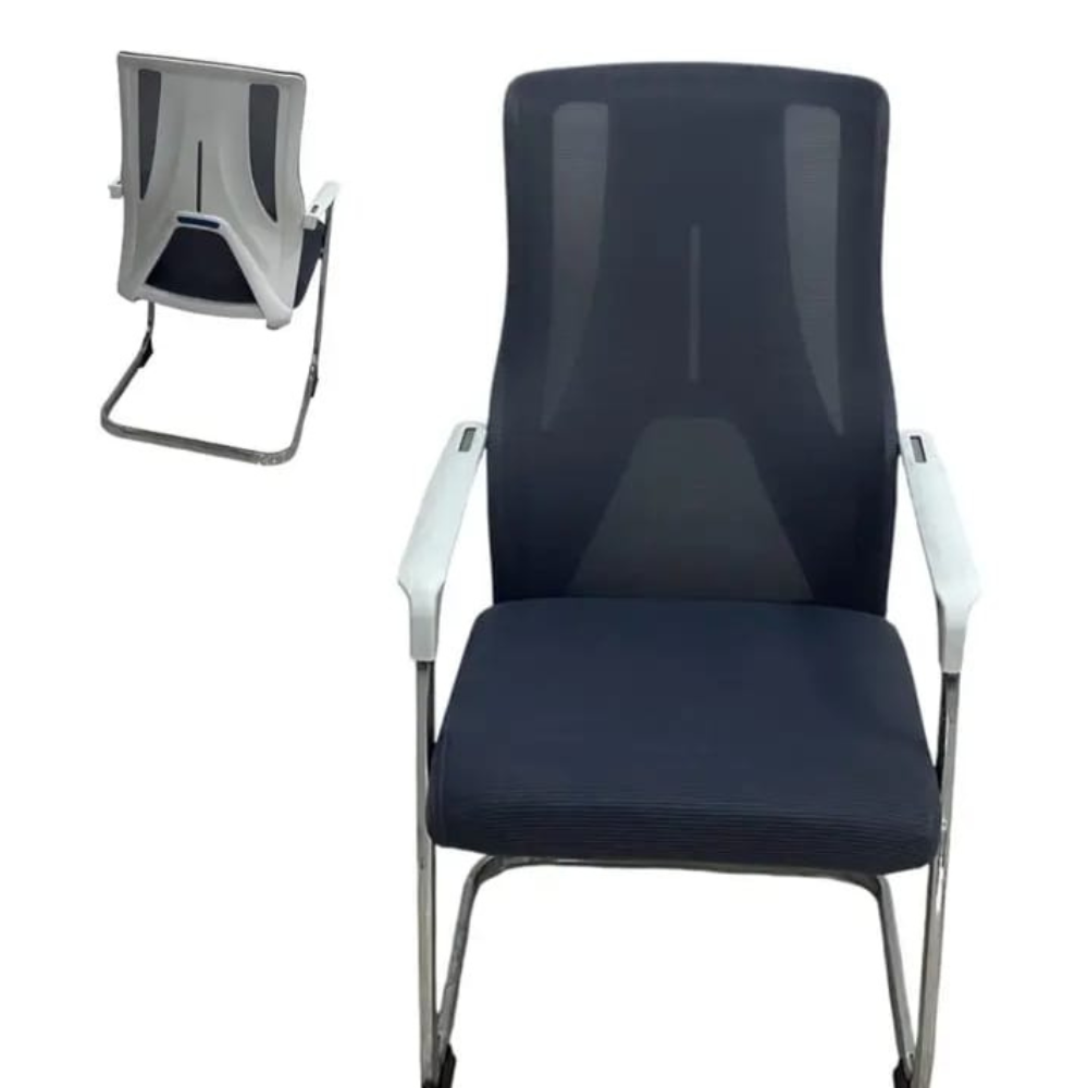 BEEDS Visitor Chair 798V Mesh Back Office Chair with Cushioned Seat & Metal Legs (Black)
