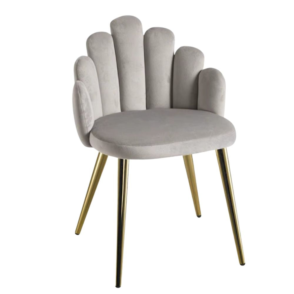 RSE Cafe Chair with Scallop Back Velvet Upholstery, Golden Metal Legs, Modern Accent Chair for Dining Room, Living Space & Cafes