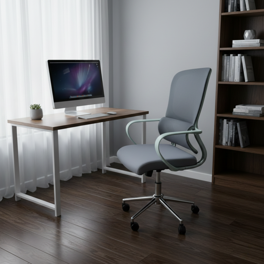 Beeds Revolving Office Chair Ergonomic Mesh Back Chair with Adjustable Height, Chrome Base & Smooth Wheels