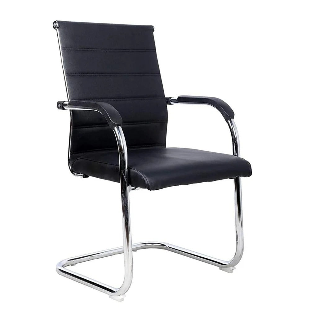 RSE PU Raxine Office Visitor Chair – Padded Seat & Armrest, Chrome Frame, Ergonomic Design for Office, Conference & Reception Area